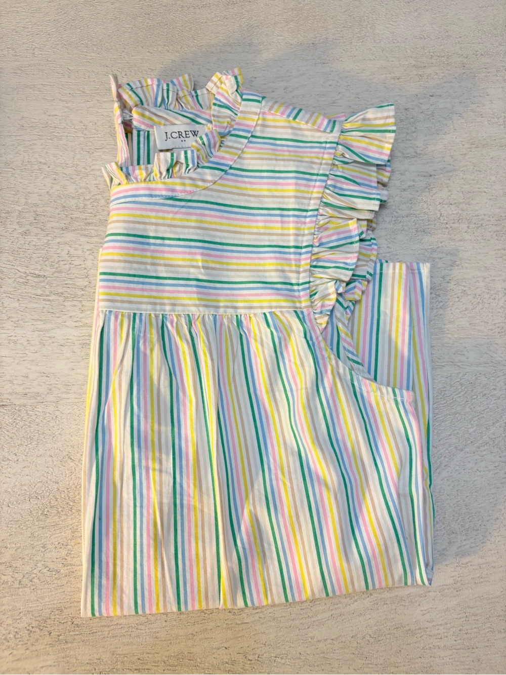 J. Crew Pastel Multicolor Striped Ruffle Dress